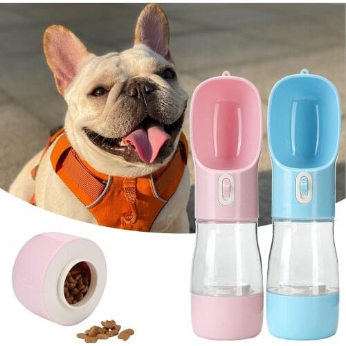 Portable 2 in 1 Food Feeding Water Dispenser Dog Water Bottle Pet Water Bottle Feeder Bowl Pet Outdoor Walking Travel Supplies