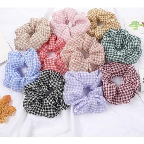 Cute Plaid Scrunchie Women Girls Elastic Hair Rubber Bands Crunchy Hair Ties Korean Style Schrunchies Hair Accessories