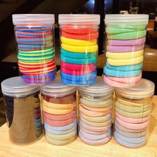 10PCS Box Packed Colorful 4.5cm Basic Nylon Elastic Rubber Bands Women Girls Ponytail Holder Scrunchie Fashion Hair Accessories