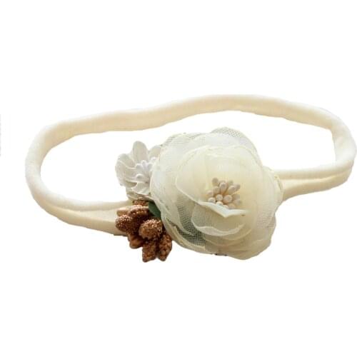 Chic kids girl floral headband burn flower with stamen headband flower nylon headband