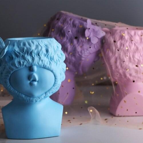 Nordic Resin Dudu Mouth Lolita Butterfly Girl Vase Sculpture Home Livingroom Desktop Furnishing Crafts Store Cafe Club Ornaments