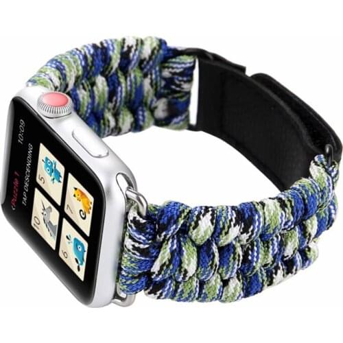 Lifesaving Wristband for iWatch Se Series 6 5 4 3 2 1 Bracelet Woven Nylon Strap for Apple Watch Band 38mm 40mm 42mm 44mm Man