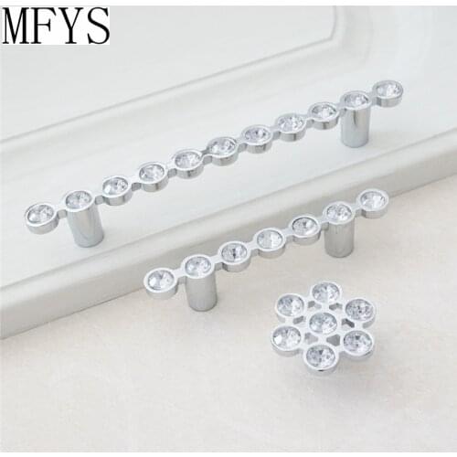 2.5" 3.75" 5" Glass Dresser Knob Drawer Knobs Pulls Handles Crystal Kitchen Cabinet Door Handle Silver Rhinestone 64 96 128 mm