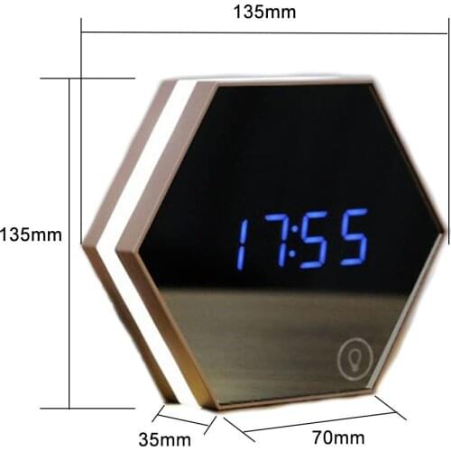 LED Mirror Alarm Clock Night Light Kids Bedroom Digital Electronic Bedside Table Watch Lamp Desk Clocks Nixie Clock Decor 6NZ22