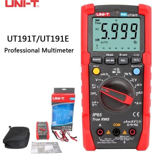 UNI-T UT191E UT191T Professional Digital Multimeter True RMS DC AC Voltage Ammeter Capacitance Resistance Tester