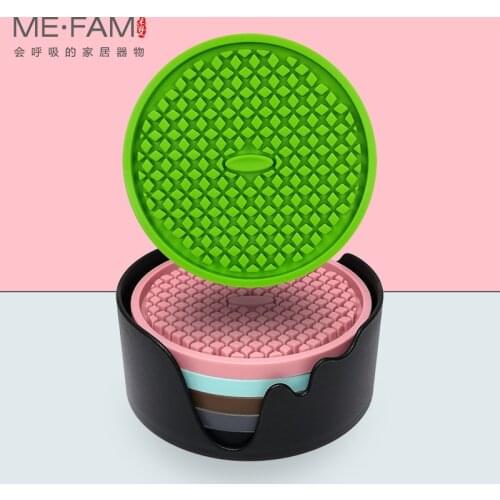 Thickened Rhombus Lattice Silicone Coaster Slip Insulation Drink Cup Mat With Tray Holder Home Decoration Desktop Protection Pad