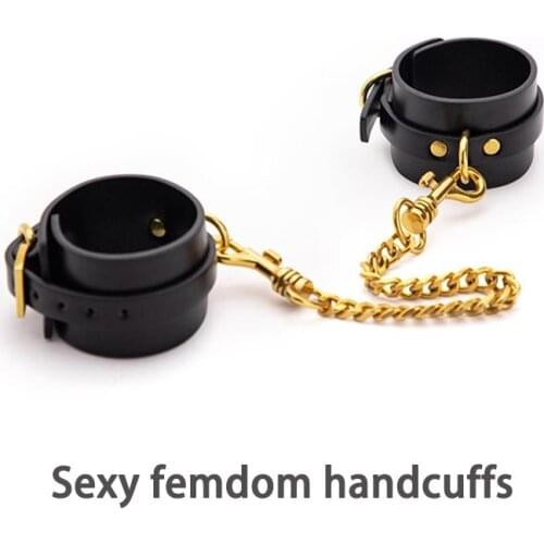 Adult Sex Toys Pu Leather Metal Chain Handcuffs Sex Toys Sm Bondage Bdsm Sex Slave Restraints Erotic Sex Toys For Couples Sextoy