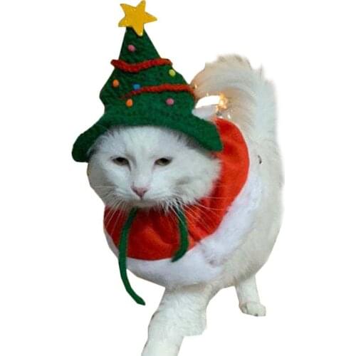 Funny Cat Clothes Lovely Christmas Tree Hat For Cat Costume Clothing Christmas Clothes Dressing Up Cat New Year Party Costume