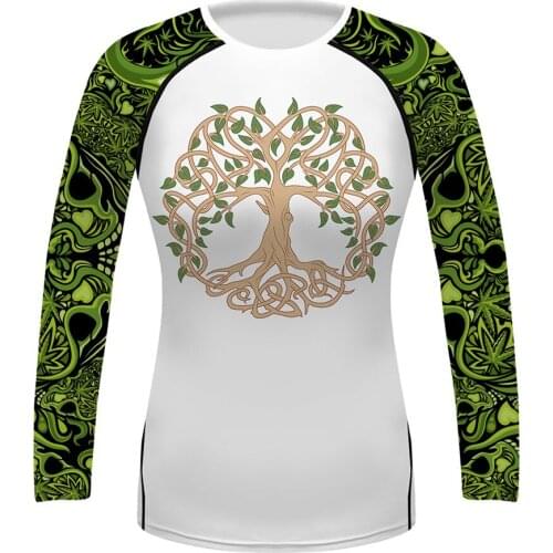 Womens Compression Activewear Tree of Life 3D Printed Stretch Lightweight Dry Fit Rash Guards for Cross Training Running Yoga