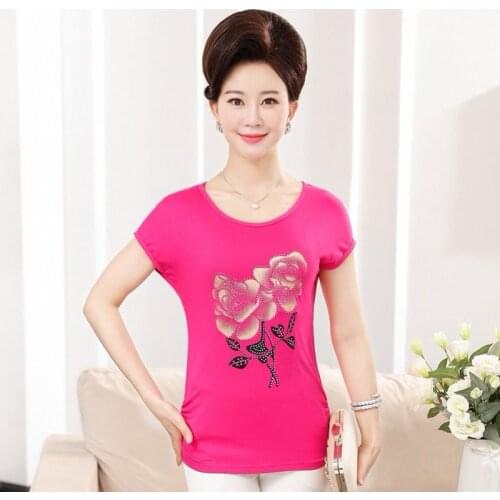 2020 New Summer Middle Aaged Women O-Neck Chiffon Short Sleeve Blouse Tops Female Flower Print Fashion Plus Size 4xl Shirt W60