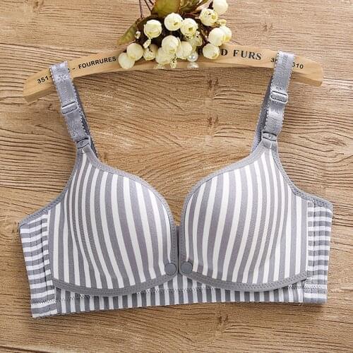 TELOTUNY Womens breathable striped Nursing Bra without steel ring Front Open breast-feeding bra For pregnant women Underwear