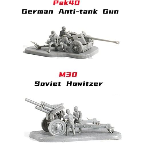 1/72 ww2 German PAK40 Anti-tank Gun Soviet M30 Howitzer Assembly Model Toy Military Scene Ornaments Artillery Model
