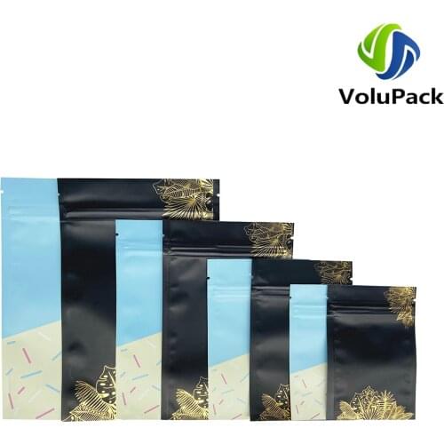 100pc Heat Sealing Ziplock Bags Smell Proof Packaging Bags Flat Tear Notch Pouches Eco-friendly Aluminum Foil Mylar Storage Bags