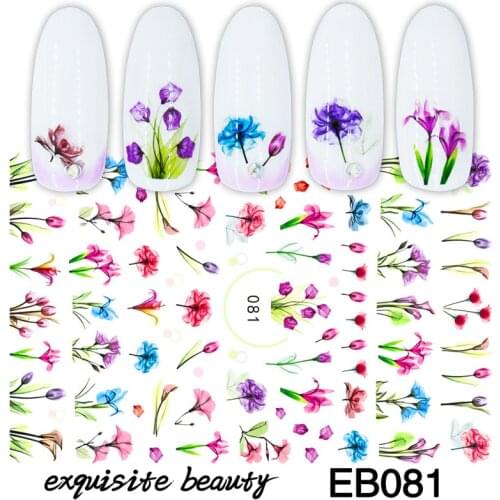 2Pcs Water Nail Decal and Sticker Flower Leaf Tree Green Simple Summer DIY Slider for Manicure Nail Art Watermark Manicure Decor