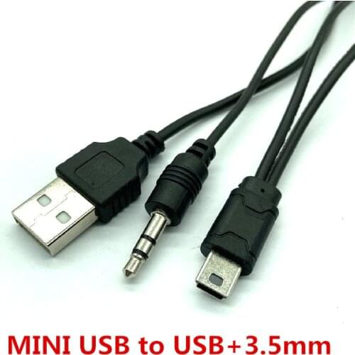2 in 1 For Bluetooth Player Portable Speaker USB Cable Jack 3.5mm AUX Cable USB Male Mini USB 5 Pin Charge Data lines