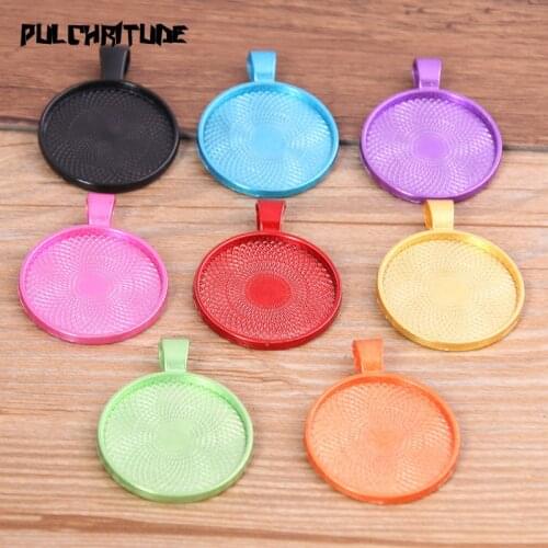 6pcs 25mm Inner Size 8 Colors Plated Classic Pattern Glass Cabochon Base Setting DIY Jewelry Making Findings