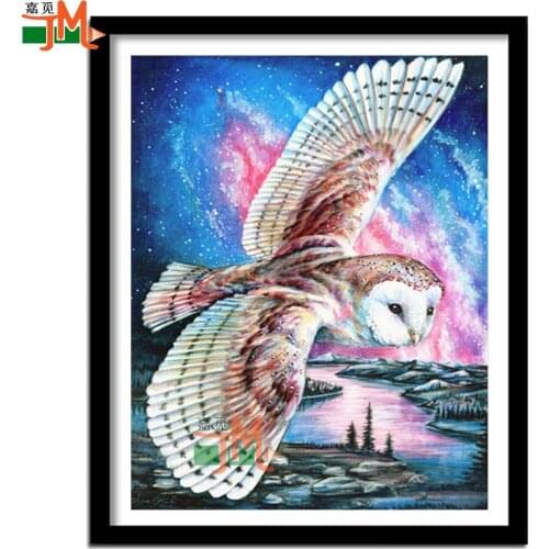 5D Diy Diamond Painting Animal Flying Owl Full Square Round Drill Embroidery Diamond Mosaic Color Starry Sky New Top Gift Decor