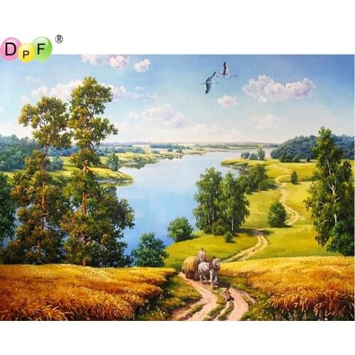 DPF diamond embroidery scenery diamond painting cross stitch crafts diamond mosaic kit square/round rhinestone home decor