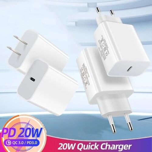 US/EU/UK Quick Charge 3.0 QC PD Charger 20W QC4.0 QC3.0 USB Type C Fast Charger For IPhone 12 Pro Max Mini Xiaomi Phone Charger