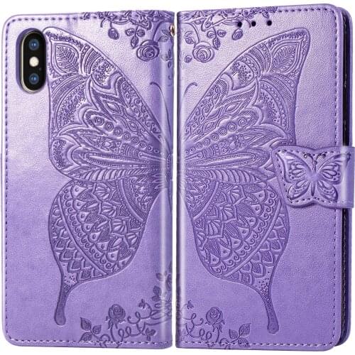 Case For Apple iPhone XS 3D Butterfly Leather Flip Phone Cover For iPhone X S Preservation Wallet Capa Coque Shell