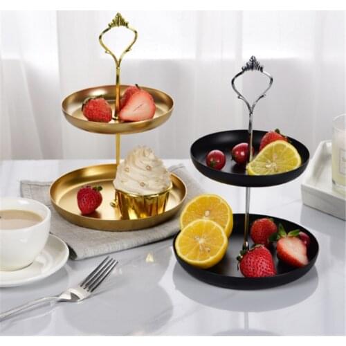 European Double Layer Dessert Plate Fruit Cake Stand Holder Jewelry Display Rack Round Tray Wedding Birthday Party Decoration