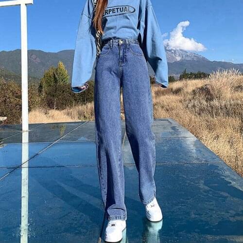 Womens Summer High Waist Straight Jeans New Wide Leg Loose Elegant Floor Long Denim Pants Woman Elastic Waist Wide Leg Jeans