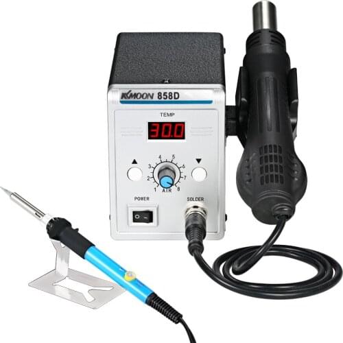 Hot air gun 700W 858D ESD Soldering Station LED Digital BGA Rework Solder Station Hot Air Gun + 60W Electric iron tools set