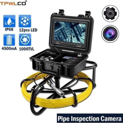 20m Cable 23mm Industrial Endoscope Camera 9inch Monitor Underwater Video Duct Camera System With 12V4500mAh Battery Lithium