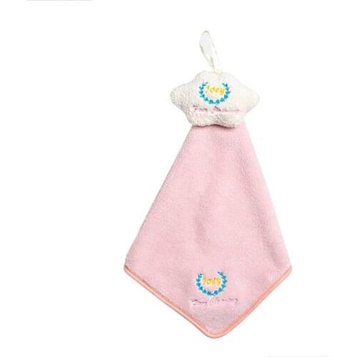 Coral Velvet Hanging Hand Towel Cartoon Cleaning Cloth Thick Absorbent Washcloth