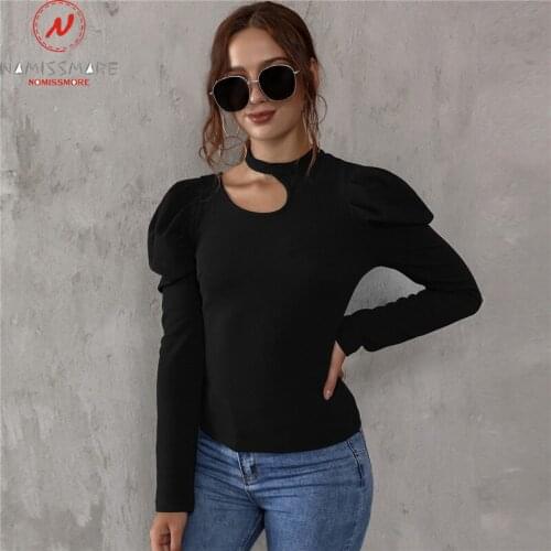 Fashion Women Solid Color T-Shirts for Streetwear Hollow Out Design O-Neck Long Sleeve Spring Autumn Slim Pullovers Top