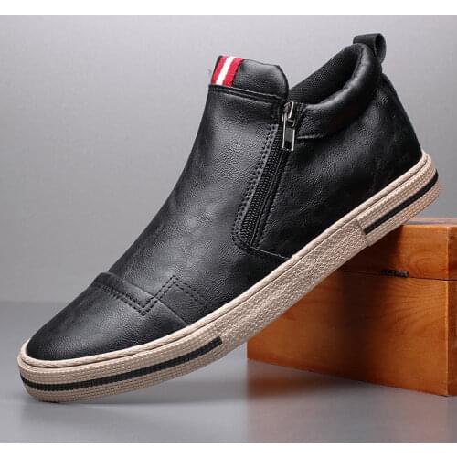 Gb7 New Style Slip-on Side Zip Men Boots Autumn Fashion High-Top Sneaker Shoes British All-match Casual Wear-Resistant Shoe