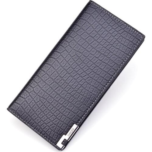 Mens Long Two-fold Vertical Open Wallet Male Multifunction Large-capacity Crocodile Pattern Coin Purses Fashion Card Holder