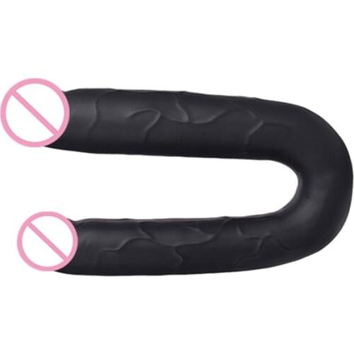 Soft Silicone U Shape Double ended Dildo Flexible Huge Dual dong Dildo for Lesbian Fake dick Artificial Penis Sex toys for Woman