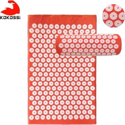 KoKossi Acupressure Mat Sensi Massage Mat Pillow Set Kuznetsovs applicator for Neck Foot Yoga Mat with Needle Back Cushion Eco