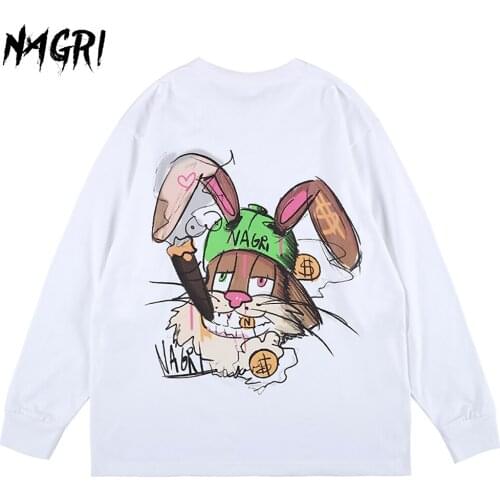 NAGRI Men Long Sleeve T shirt Streetwear Hip Hop Graphic Printed Long Sleeve T shirt Casual Pullover Tee