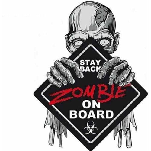 Funny Car Sticker Zombie on Board Stay Back Vinyl Waterproof for Helmet Laptop Bumper Decal Accessories,13cm*10cm
