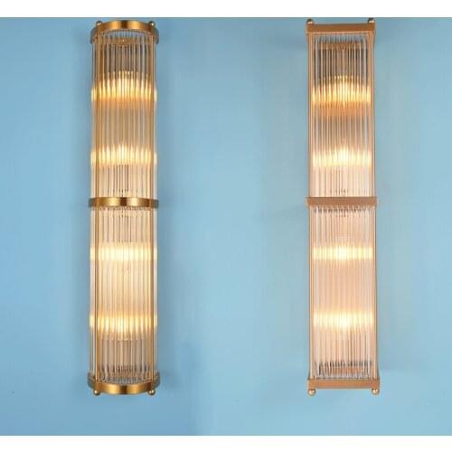 Long strip postmodern living room atmosphere wall lamp glass rod hotel background wall lamp decoration bedroom bedside lamps