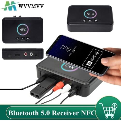 NFC Bluetooth 5.0 Adapter Home Speaker Receiver USB Smart Playback A2DP AUX 3.5mm RCA Jack Stereo Audio Wireless Adapter