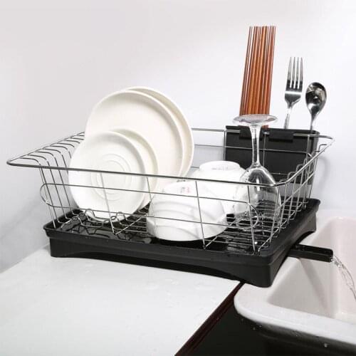 Stainless Steel Single Layer Drain Dish Rack Double Layer Kitchen Dishware Storage Stand #CO