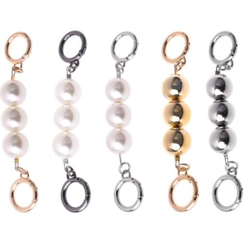 Bag Strap Extender Artificial Pearl Replacement Bag Chain Strap for Purse Clutch Handbag (5.1 Inch/ 13 cm)