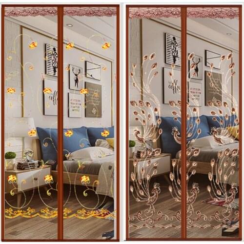 Tulle Anti Mosquito Embroidery Net Magnetic Close Flying Insects Home Mesh Net Curtains Screen Ventilate Soft Door Curtain