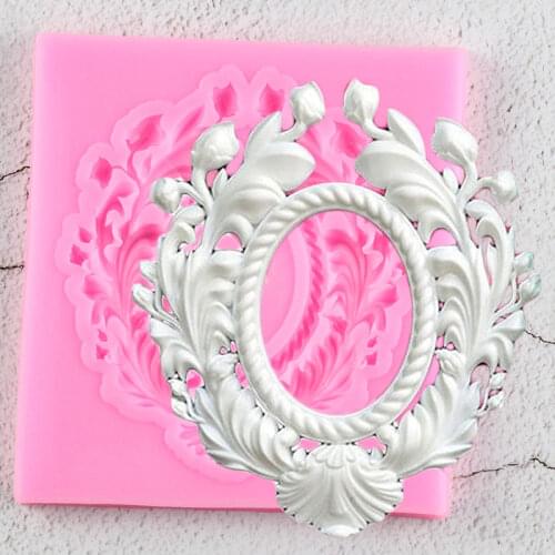 3D Frame Border Silicone Molds Garland Leaves Cupcake Topper Fondant Cake Decorating Tools Candy Clay Chocolate Gumpaste Moulds