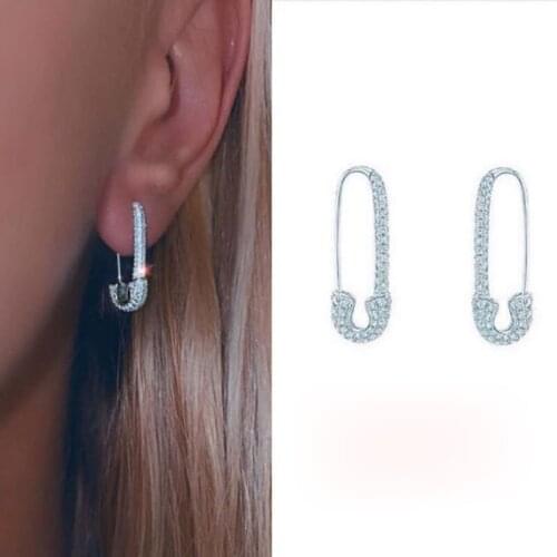 SOELLE Fashion Real 925 Sterling Silver Safety Pin Earrings with High Quality AAA Zirconia for Women Luxury Brand Fine Jewelry