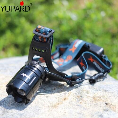 YUPARD zoomable Q5 5W LED Head Light HEADLAMP FLASHLIGHT hunting camping Frontals Lantern rechargeable 18650 battery red laser