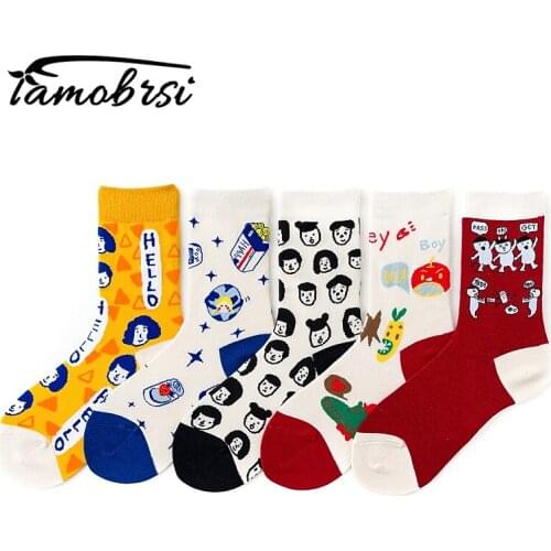 Character Crazy Warm Funny Socks Cute Ankle Cartoon Kawaii White Short Winter Woman Cotton Female Socks Creative Korean Socks
