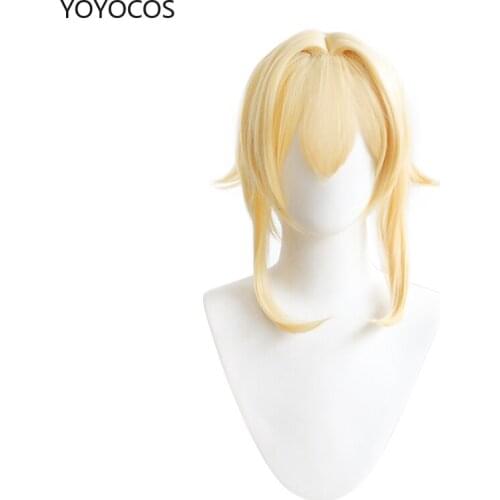 YOYOCOS Genshin Impact Lumine Cosplay Wig Sexy Blond Long Golden Heat Resistant Hair Women Halloween Carnival Party Role Play