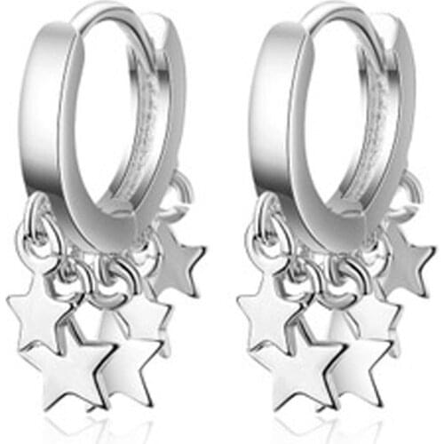 High Fashion Korean Japan Style Women Classic Tassel Star Coin Drop Earrings Pendants Silver Color Small Circle Earring Jewelry