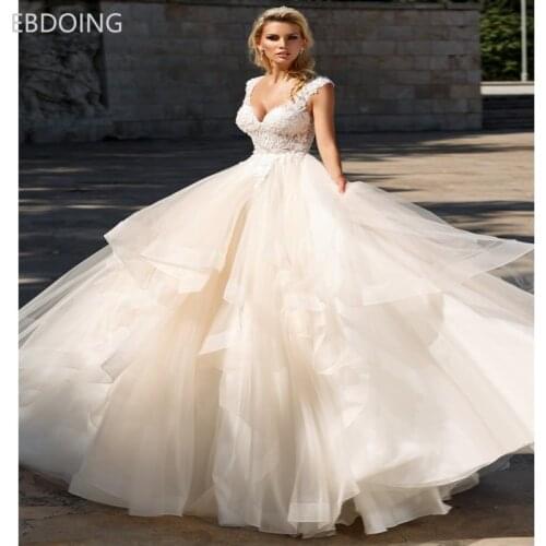 Vestidos De Novia Sexy A-line Wedding Dress Lace Deep V-neck Neckline Newest Custom Made Plus Size Wedding Grow Bride Gown