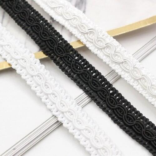1 Yards 91cm Latest Lace Fabric High Quality Ribbon Trim 1CM Guipure Black White Lace Sewing Trimmings For Dresses encaje P06