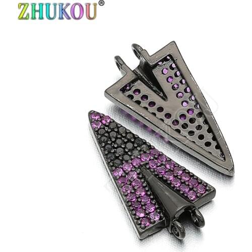 10*19mm Brass Cubic Zirconia Triangle Charms Pendants for Diy Jewelry Findings Making, Hole: 0.5mm, Model: VD226